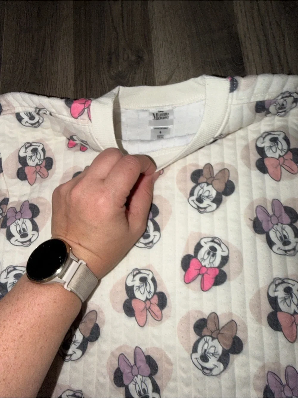 Girls' Cream Minnie Mouse Print Pullover Sweatshirt and sweatpants